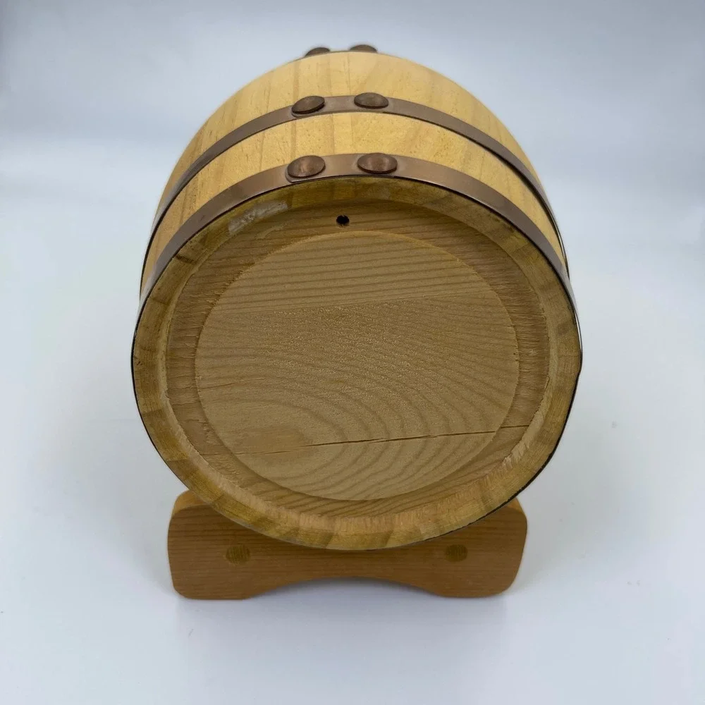 Small Wooden Barrel Decor With Spigot Mini Whiskey Wine Keg Bar Display